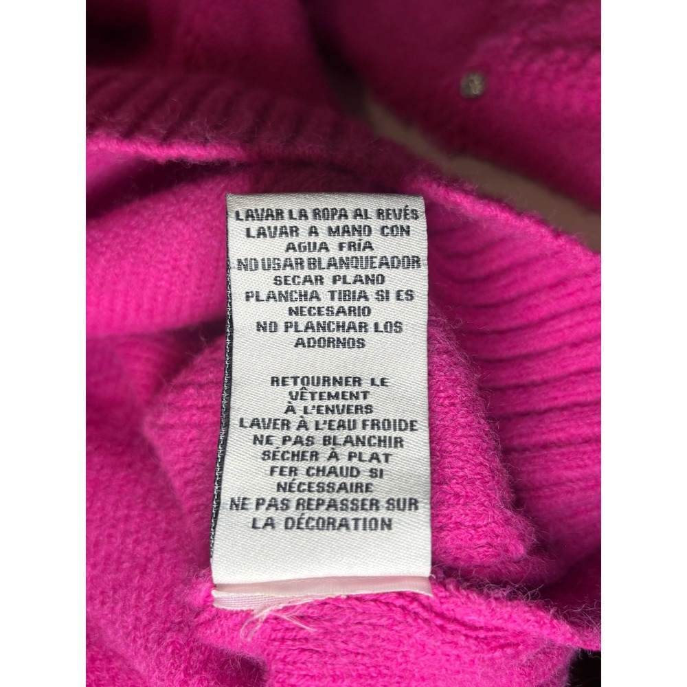 Nanette Lepore Hot Pink Rhinestone Knit Crewneck Sweater XL Feminine Barbiecore - Picture 9 of 13